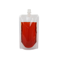 Pochette liquide transparente de qualité alimentaire avec bec verseur, emballage plastique autoportant pour boissons gélifiées, impression par gravure, résistant à l'humidité