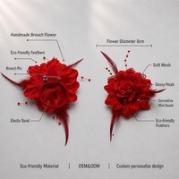 OEM Australischer Stil Handgefertigte Umweltfreundliche Haarspange Künstliche Rosenblüte Haarklammer Brosche 2 in 1 mit Federperlen