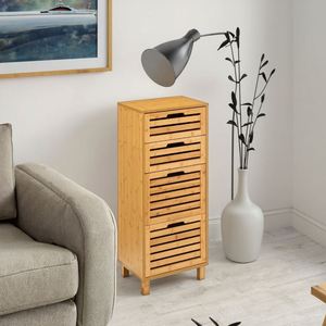 Nordic 4 Drawer Standing Bamboo Storage Cabinet Floor Cabinet Multifunctional Easy Assembly Storage Holders & Racks - Product Image 1