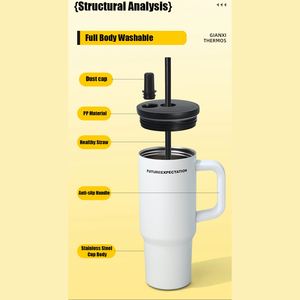 Hot Selling New 316 Stainless Steel Insulated <b>Cup</b> <b>Large</b> Capacity Straw <b>Cup</b> with Handle and Customized logo - Product Image 5