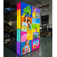 Expositor de Pared con Iluminación LED de Aluminio Ligero y Portátil, Expositor de Marca con Caja de Luz para Stand de Exhibición con Estantes