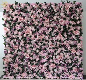 YOPIN-101 3D ткань обратно искусственный шелк Roll Up с цветочной стеной и розами для свадебных торжеств фон