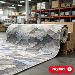 Alfombra Comercial Moderna Abstracta en Gris Azulado con Diseño de Montaña y Río, Impresa en Nailon y Látex, Personalizada para Vestíbulos de Hoteles, Oficinas y Proyectos, Alfombras para Sala de Estar - Product Image 6