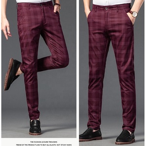 Mens Plaid Formal Dress Pants Stretch Skinny Checkered <strong>Golf</strong> <strong>Trousers</strong> Male Tartan Office Clothes Business Suit Tweed Pants - Product Image 4