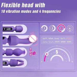 BANSEY LED Screen <b>Magic</b> <b>Wand</b> Vibrator 4 Speeds 3 Silicone Heads Magnetic Charge IPX6 Waterproof Adult Pleasure Device - Product Image 6