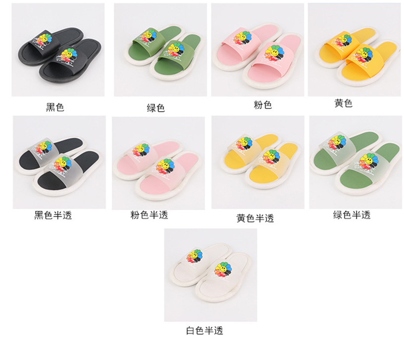 Custom Slippers Women Smiling Face Sun Flower Soft Sole Non-slip Wear-resistant Summer Beach Shoes