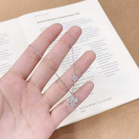 Collier de Clavicule Ajustable en Platine Pt950 avec Diamant de Laboratoire Unique Double Trèfle 1,516 ct et Pierres Latérales – Chaînes Tendance