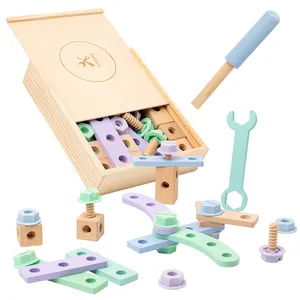2024新品木质仿真修复花园螺丝组装角色扮演游戏玩具创意Diy工具箱套装儿童男孩女孩