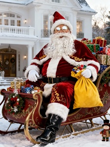 Costume de Père Noël <span class=keywords><strong>pour</strong></span> <span class=keywords><strong>homme</strong></span>, ensemble de vêtements de Noël en polyester et velours, tenue de fête, cosplay, performance, robe de fête - Product Image 3