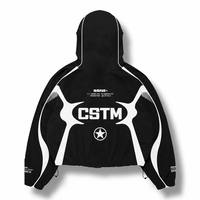 Survêtement unisexe personnalisé en Spandex/Coton thermique, style streetwear automne, coupe courte à capuche, noir et blanc