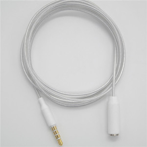 Cable de audio de 3,5 mm macho-hembra trenzado plateado blanco para dispositivos digitales - Product Image 3