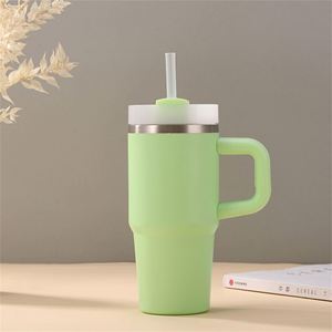 14oz Stainless Steel <b>Kids</b> Sippy Tumbler with Straw Handle Insulated Portable Travel Drinking Cup - Product Image 5