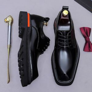 Nouvelles Chaussures Habillées en Cuir Véritable pour Hommes, Style Carré, Grande Taille 37-46, Respirantes, Légères, Antidérapantes, Décontractées et de Bureau - Product Image 4