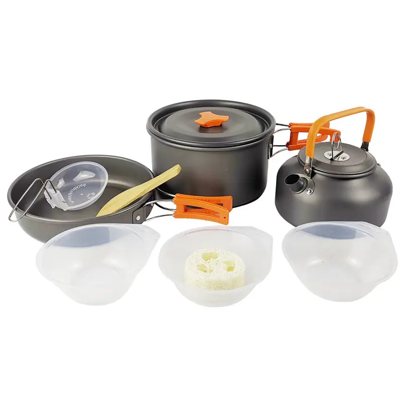 portable kettle set of pots and pans frying pan outdoor multi-cooker for camping