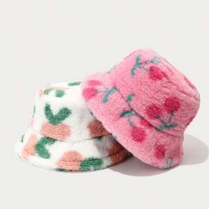 Sombrero de Pescador de Felpa con Estampado de Moda para Mujer, Novedad 2025, Cálido y Casual para Invierno - Product Image 1