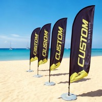 Bandera de Playa Promocional Personalizada al por Mayor, Impresa por Ambos Lados, Impermeable, Duradera, de Poliéster y Fibra de Vidrio, con Diseño de Imágenes Gratis
