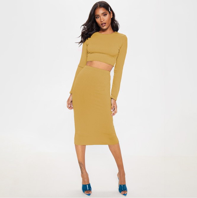 2PCS Set Women Fall ad Winter Dress, long sleeve office body con