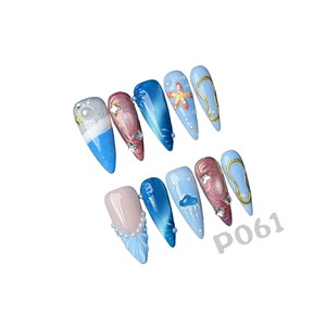 <span class=keywords><strong>Ongles</strong></span> à presser en acrylique de luxe personnalisés en gros <span class=keywords><strong>avec</strong></span> colle, motif Océan, faible MOQ, production rapide en 72H, échantillon gratuit - Product Image 1