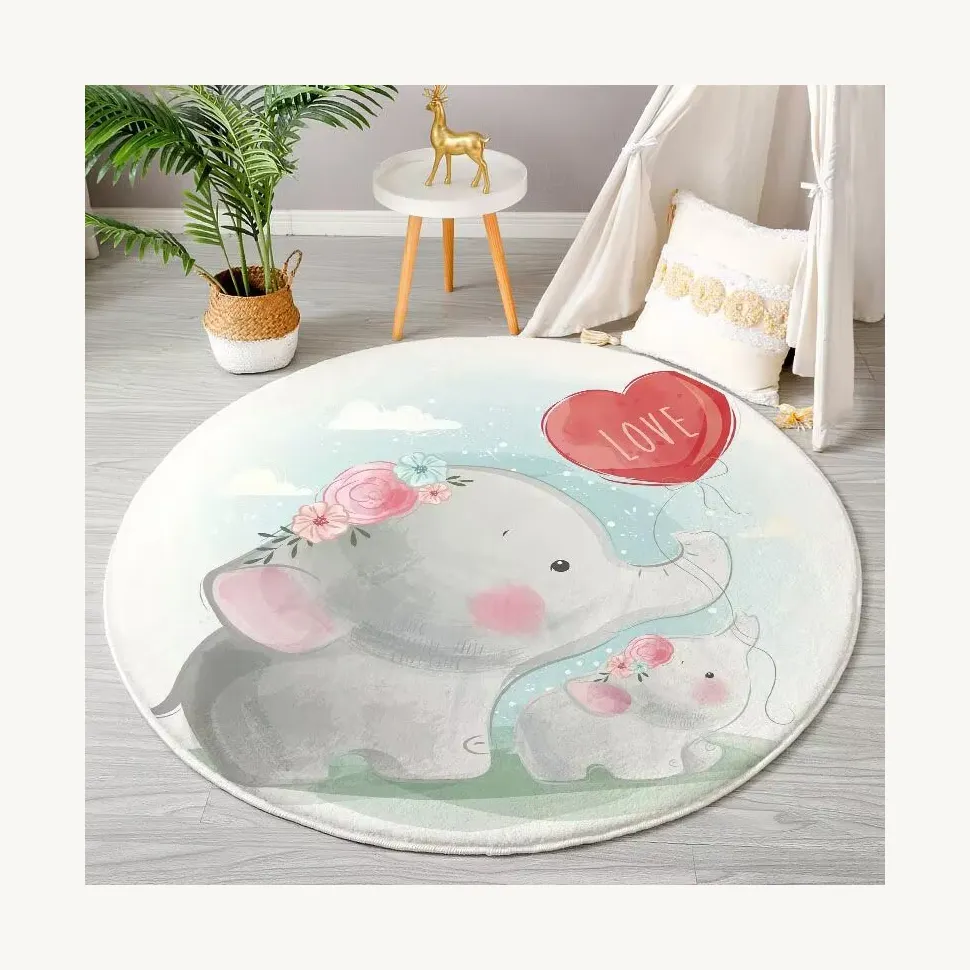 Mutter und Kind Elefant Liebesballon Hintergrund reichhaltige und anpassbare Größe 3D-Druck großer Raum Waschbarer Raum Teppich