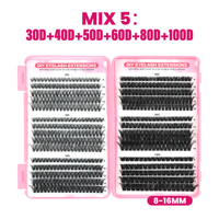 Ensemble de faux cils en grappe de vison synthétique, faits main, 32 rangées, longueurs mixtes, courbure D, segmentés, styles multiples, doux et légers, en forme de livre