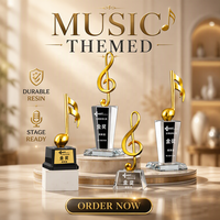 Trophée en cristal pour concours de musique, avec gravure de notes musicales en métal et microphone chantant, idéal pour récompenser les meilleurs voix - Offre spéciale