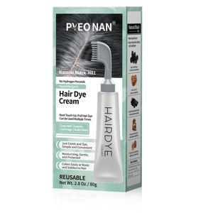 Crème colorante capillaire permanente végane personnalisée, noire, teinture capillaire soufflée, sans ammoniaque, sans peroxyde, couvre 100% les cheveux gris - Product Image 6