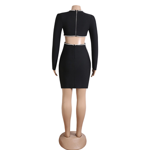 Meilleure qualité col en V Sexy évider robe de soirée nouvelle mode moulante <span class=keywords><strong>fantaisie</strong></span> femmes robes de soirée grandes tailles noires - Product Image 6