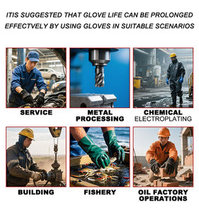 Gants de travail industriels en PVC imperméables, manches longues, antidérapants, résistants à l'huile, compatibles avec les écrans tactiles, utilisation en extérieur, fonction anti-coupure - Product Image 3