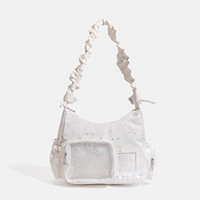 Sac bandoulière Sweet Star style japonais New Boston Pain Bag, transparent, pour fille, style coréen, avec fermeture éclair simple en silicone