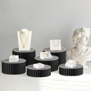 Foldable Paper Cylinder Display Stands | Wedding Christmas <strong>Easter</strong> Dessert Table Risers Acrylic Tops | Customizable Size - Product Image 1