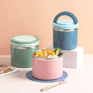 Morandi Round Stainless Steel <b>Lunch</b> <b>Box</b> 500Ml Insulated Portable <b>Bento</b> <b>Box</b> For Office And School Use - Product Image 1