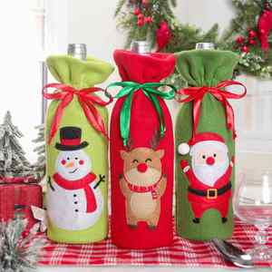 Funda Ecológica Personalizada para Botella de Vino Navideña con Cordón, Decoraciones de Muñeco de Nieve y Copos de Nieve para Bodas, Fiestas, Regalo Navideño - Product Image 5