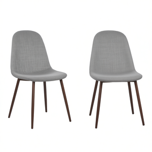 Ensemble de 2 chaises de salle à manger en tissu Db Mid Century Modern, finition gris clair et noyer foncé, pour salon et restaurant - Product Image 1