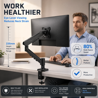 Supporto per Monitor con Installazione Rapida, Montaggio VESA, Gestione Cavi, Braccio Singolo Completamente Regolabile per Schermi da 17-32 Pollici