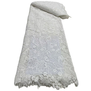 Tissu en dentelle française soluble dans l'eau de luxe blanc fantaisie avec des paillettes, broderie, matériau pour accessoires de robe de mariée - Product Image 6