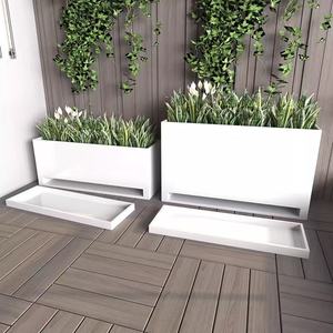 Thickened Long <b>Planter</b> Box with Pull-Out Water Tray Drainage Flower Pot with Removable Saucer for Succulent Herb <b>Vegetable</b> - Product Image 5