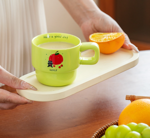 Wholesale New Design <b>Stackable</b> Ceramic Coffee <b>Mug</b> Customizable Fruit Pattern & Logo Macaron Color Cup for Gift Bulk Purchase - Product Image 6