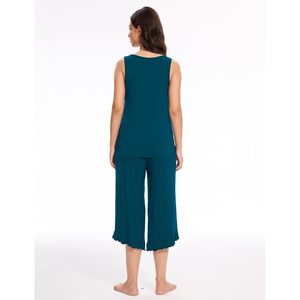 Ensemble de pyjama pour femmes, 2 pièces, débardeur en viscose de bambou, pantalon capri, vêtements de nuit, vêtements de détente, pyjama en modal pour femmes - Product Image 4