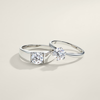 Ensemble de bagues de couple en argent sterling 925 avec moissanite, bijoux fins classiques en diamant, bagues de fiançailles, bagues de promesse, bague solitaire