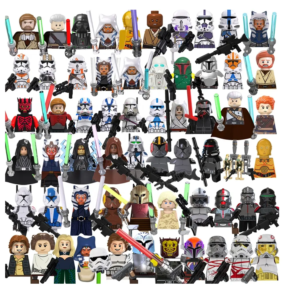 TV Series Movie SW Space Wars Darth Vader Han Solo Mandalorain Commander Trooper Mini Bricks Building Block Figure Toys For Kids