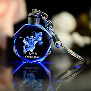Nouveau porte-clés en cristal 12 constellations <span class=keywords><strong>personnalisé</strong></span> porte-clés lumière LED en verre du zodiaque gravé au laser 3d pour cadeau souvenir - Product Image 2