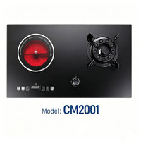 Cuisinière à gaz encastrable double brûleur et plaque à induction infrarouge électrique avec minuterie, panneau tactile numérique, pour usage domestique