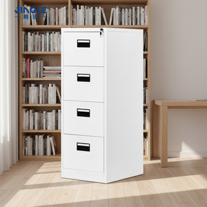 Armoire de classement métallique de haute qualité à 4 tiroirs avec serrure, armoire de bureau en acier en <span class=keywords><strong>gros</strong></span> avec poignée encastrée pour dossiers A4 et FC - Product Image 1