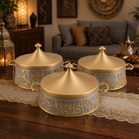 Ensemble de 3 casseroles isothermes 3,5/4,5/5,5 L avec calligraphie arabe, blanc et or, chauffe-plats thermique pour le Moyen-Orient et le Ramadan