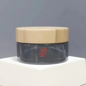 Wholesale 100g Cosmetic Cream <b>Containers</b> Custom Transparent Black Glass Jar Engraving Logo Bamboo Wood Lid Skin Care Lotion - Product Image 1