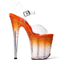 Chaussures de pole dance personnalisées de 8 pouces, plateforme transparente, strass dégradés, talons transparents en PVC pour la scène de boîte de nuit