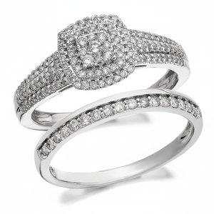 Bagues de mariage, vente en gros, ensemble d'alliances de mariage, diamant rond naturel 1.20, or blanc 10K au meilleur prix - Product Image 2