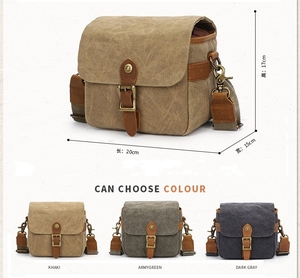 Sac à bandoulière pour appareil photo, petit format, imperméable, en toile cirée vintage, pour femmes et hommes - Product Image 5