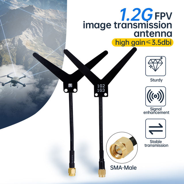 3.5dBi Gain 1100-1300MHz Y-shape Omnidirectional FPV Antenna Vertical for Racing 1.2GHz UAV Drone Antenna for Image Transmission