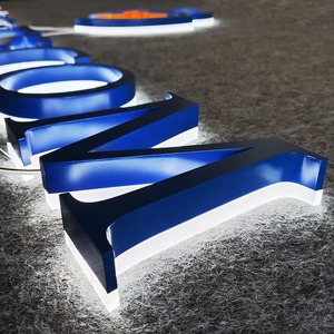 Customized Outdoor 3D Backlit <b>LED</b> Stainless Steel Business Logo <b>Sign</b> with 4100K Neutral White - Product Image 1